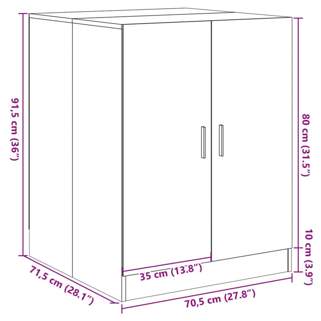 vidaXL Tvättmaskinsskåp sonoma-ek 70,5x71,5x91,5 cm