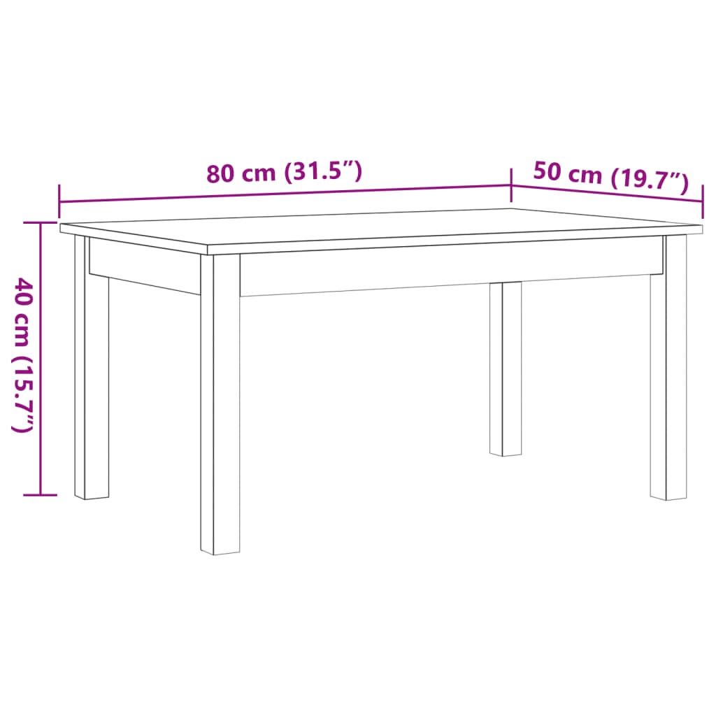 vidaXL Soffbord vaxbrun 80x50x40 cm massiv furu