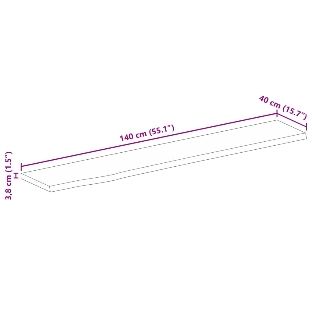 vidaXL Bordsskiva 140x40x3,8 cm levande kant massivt mangoträ