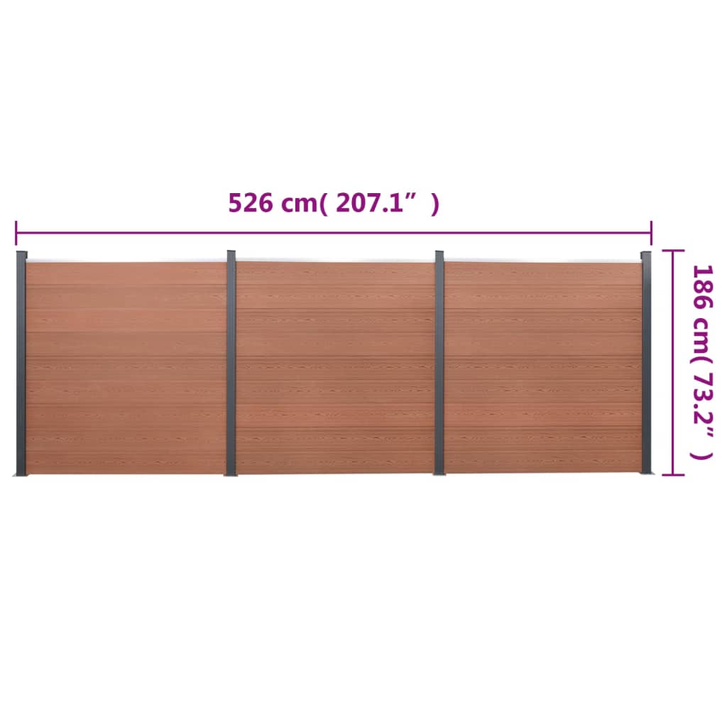 vidaXL Staketpanel brun 526x186 cm WPC