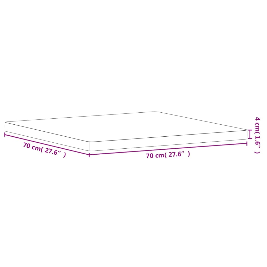 vidaXL Bordsskiva 70x70x4 cm fyrkantig massivt bokträ