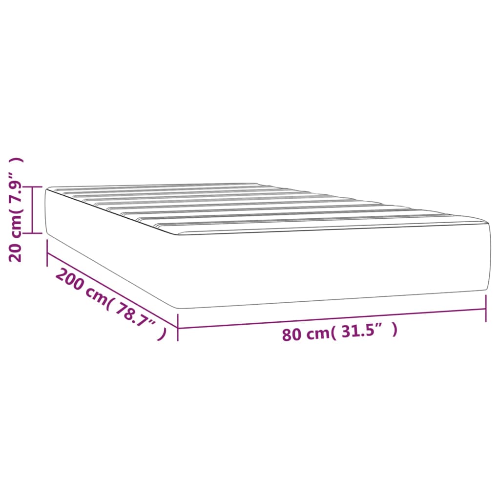 vidaXL Pocketresårmadrass mörkgrå 80x200x20 cm sammet