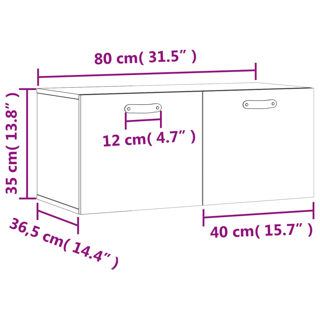 vidaXL Väggskåp sonoma-ek 80x36,5x35 cm konstruerat trä