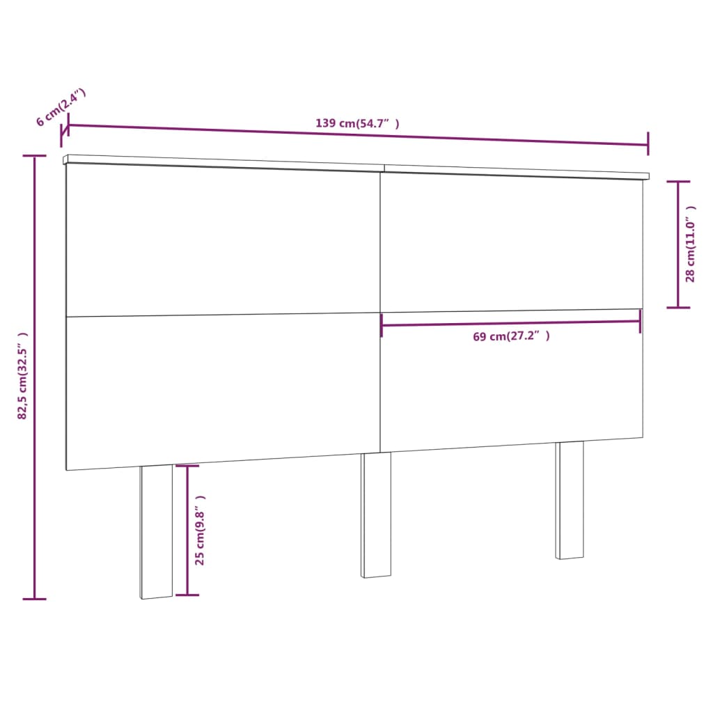 vidaXL Sänggavel vit 139x6x82,5 cm massiv furu