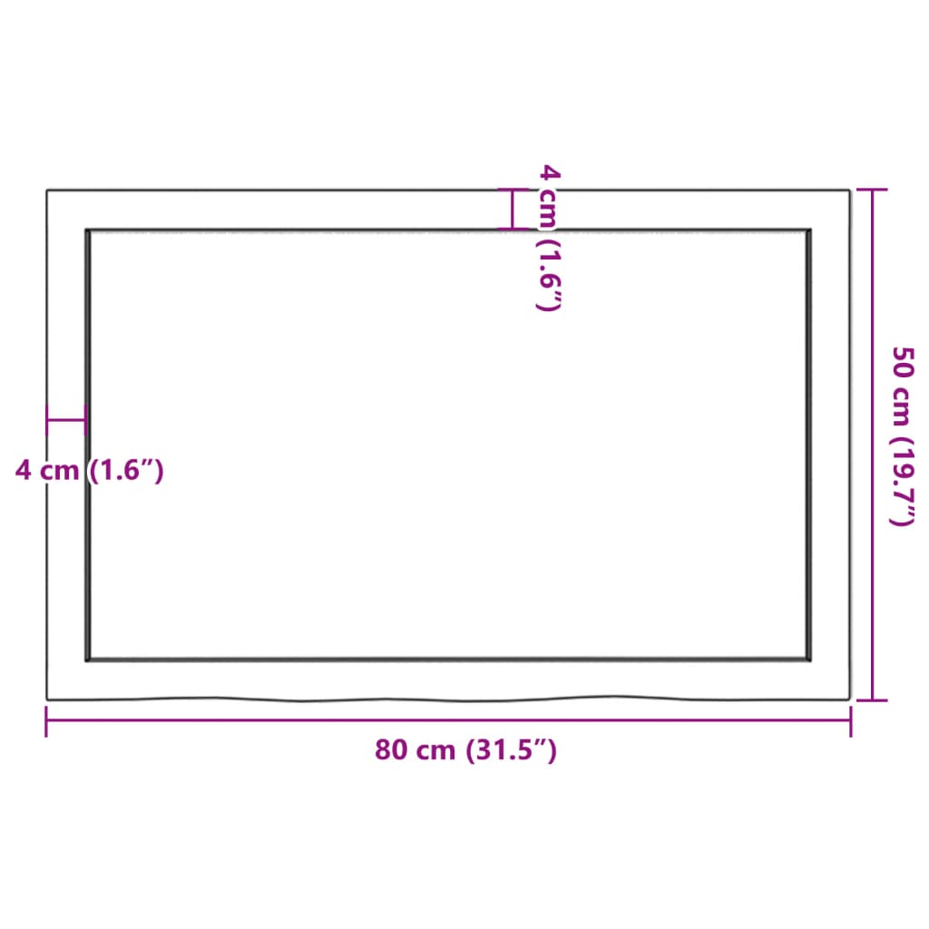 vidaXL Bordsskiva 80x50x(2-6) cm obehandlad massiv ek