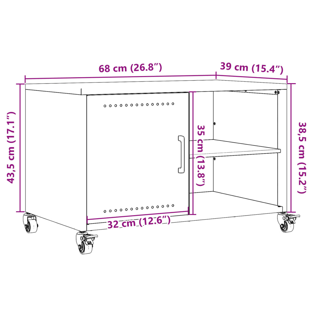 vidaXL Tv-bänk olivgrön 68x39x43,5 cm stål