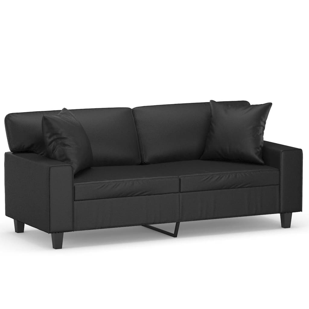 vidaXL 2-sits soffa med prydnadskuddar svart 140 cm konstläder