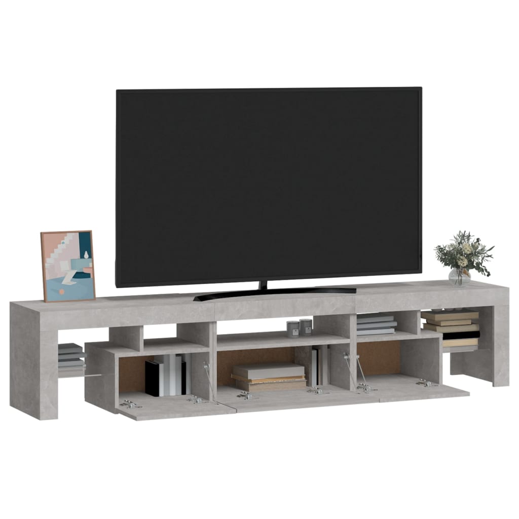 vidaXL Tv-bänk med LED-belysning betonggrå 200x36,5x40 cm