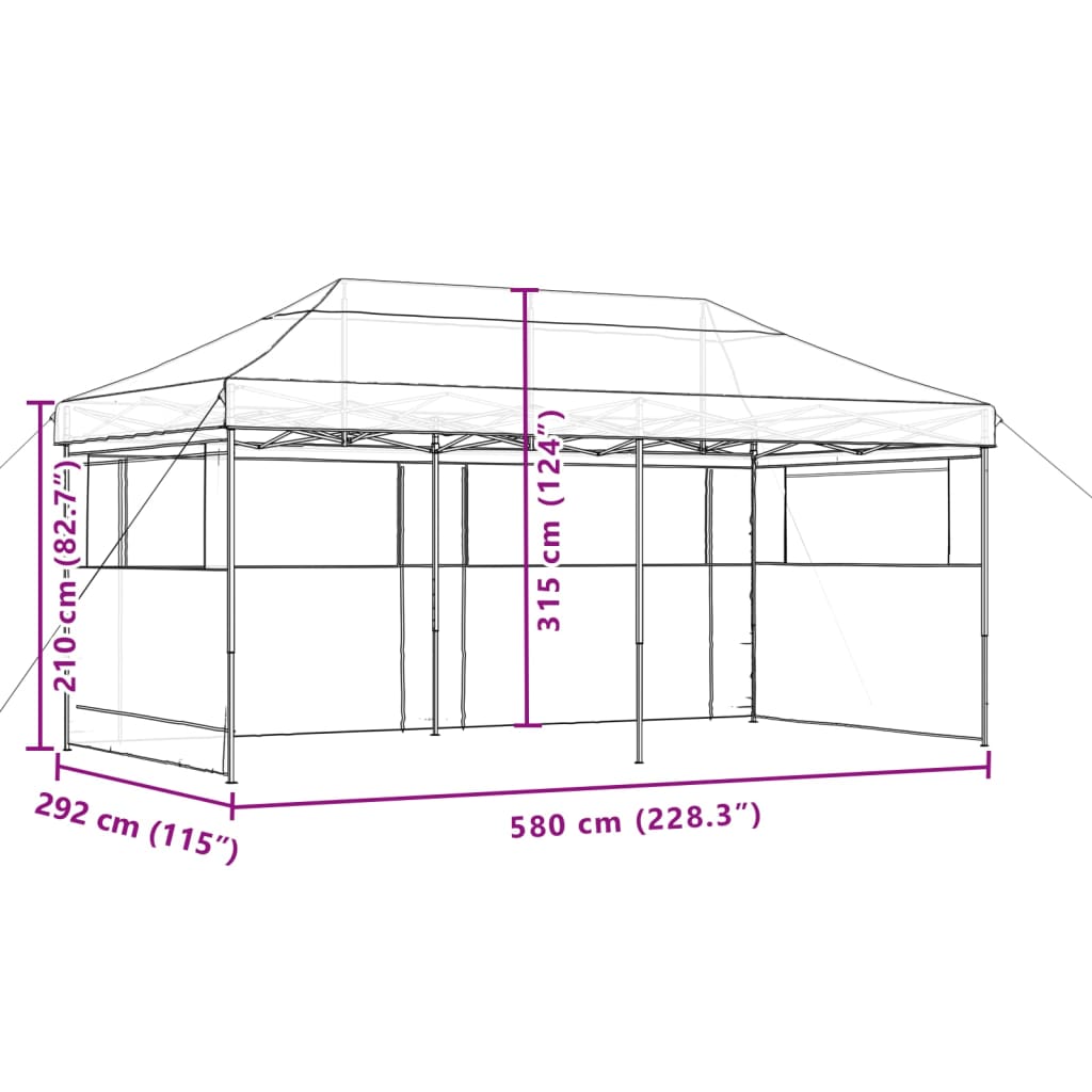 vidaXL Pop-Up hopfällbart partytält med 3 sidoväggar beige