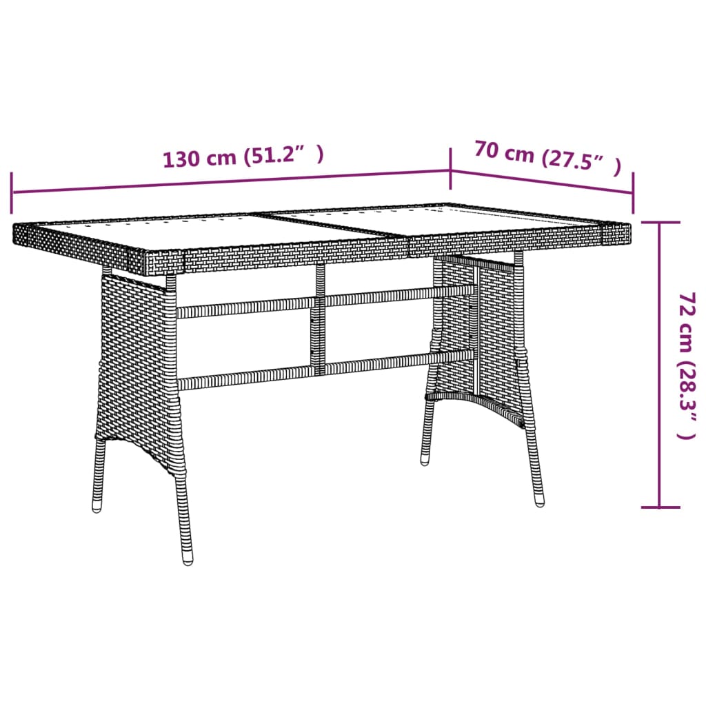 vidaXL Matbord för trädgård grå 130x70x72cm konstrotting massiv akacia