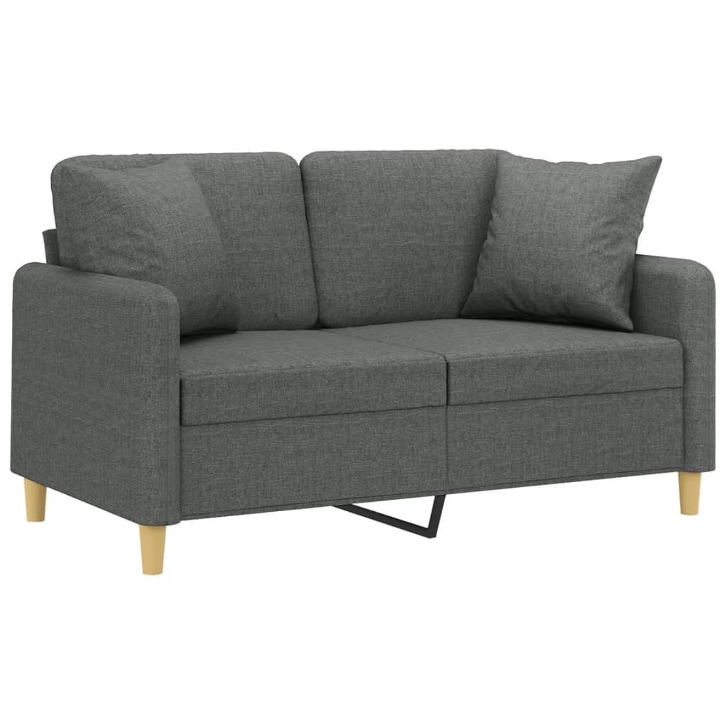 vidaXL 2-sits soffa med prydnadskuddar mörkgrå 120 cm tyg