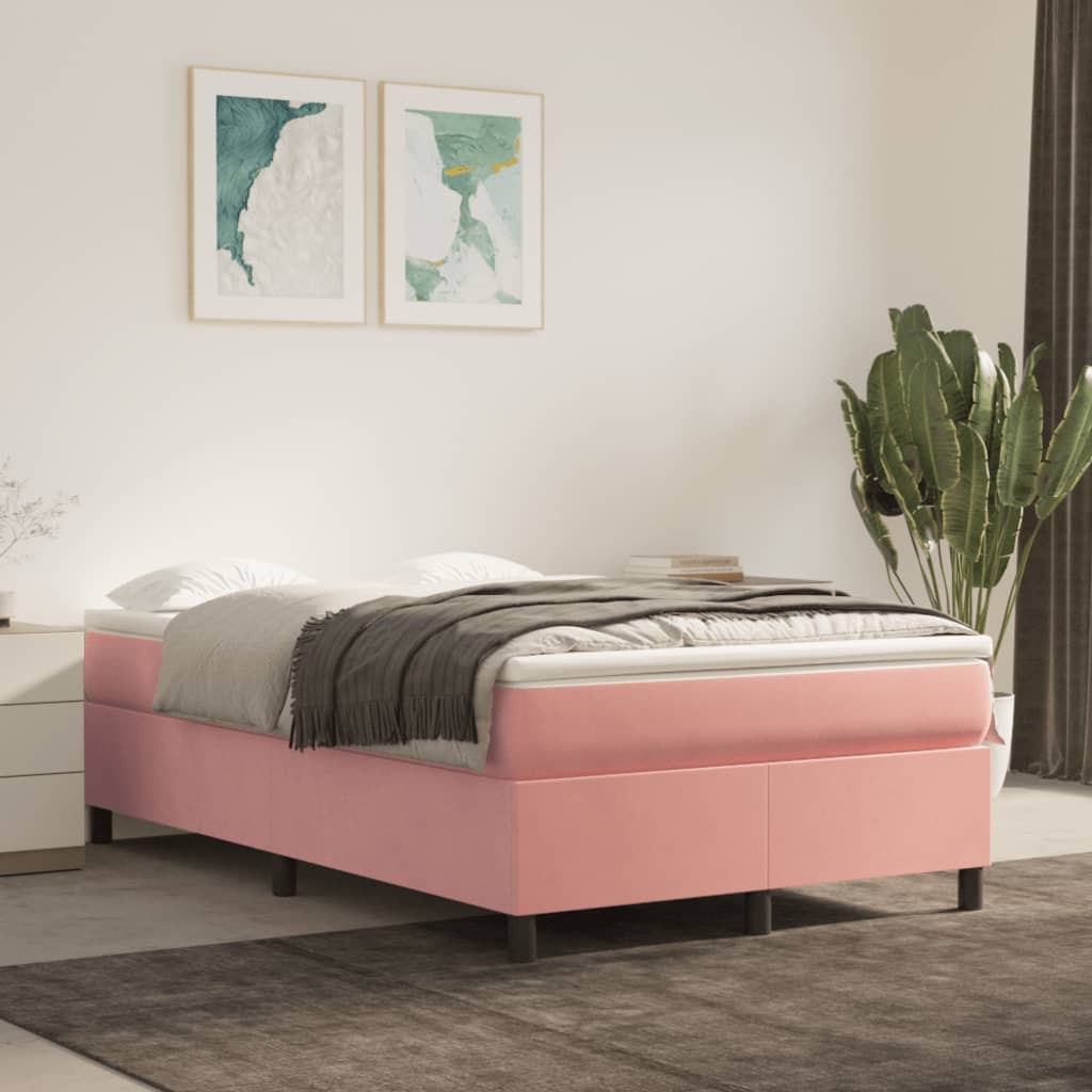 vidaXL Ramsäng med madrass rosa 120x190 cm sammet