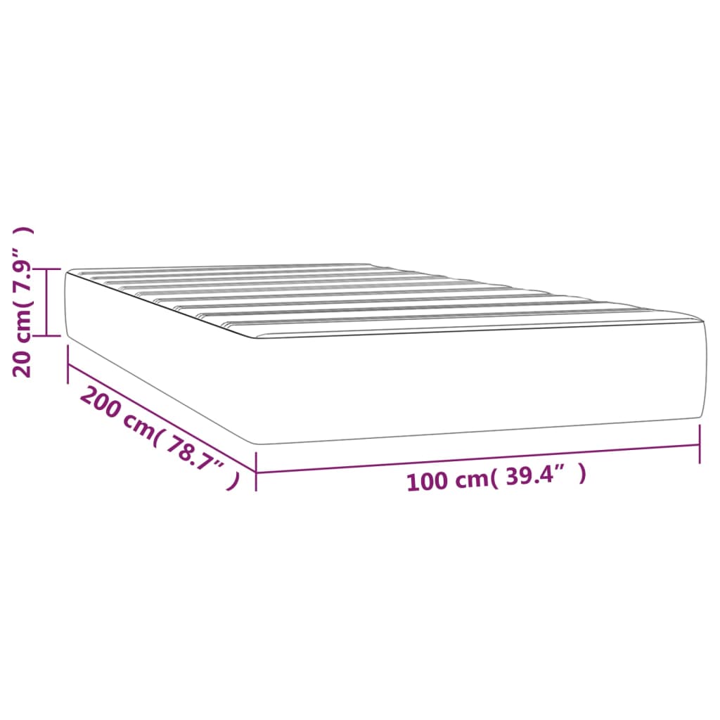 vidaXL Pocketresårmadrass grå 100x200x20 cm konstläder