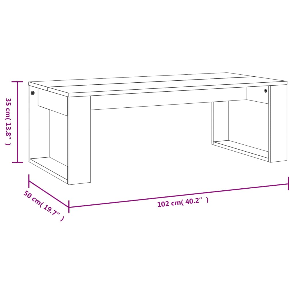 vidaXL Soffbord betonggrå 102x50x35 cm konstruerat trä