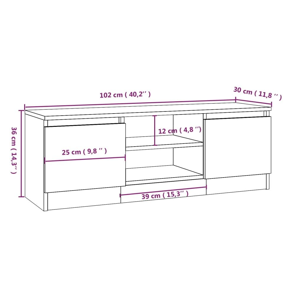 vidaXL TV-bänk med dörr vit 102x30x36 cm