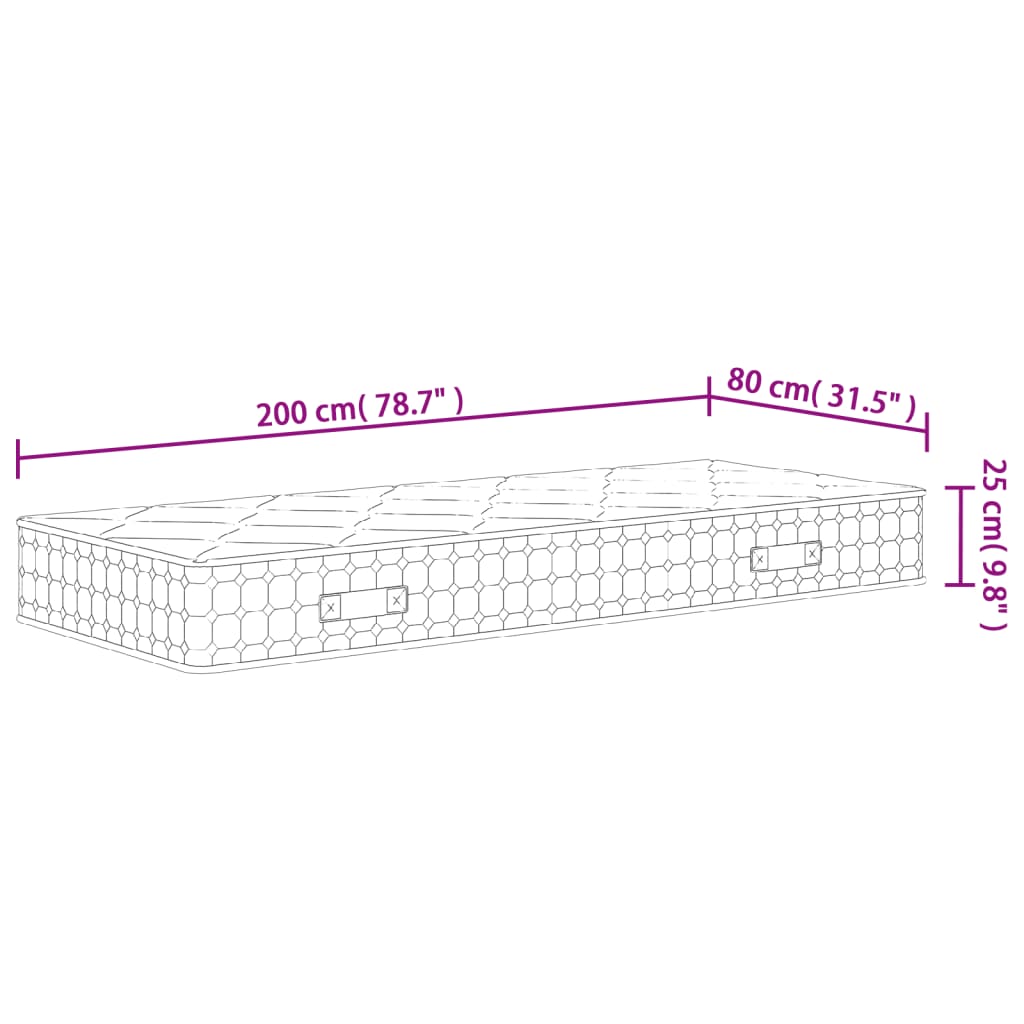 vidaXL Pocketresårmadrass medium fast 80x200 cm