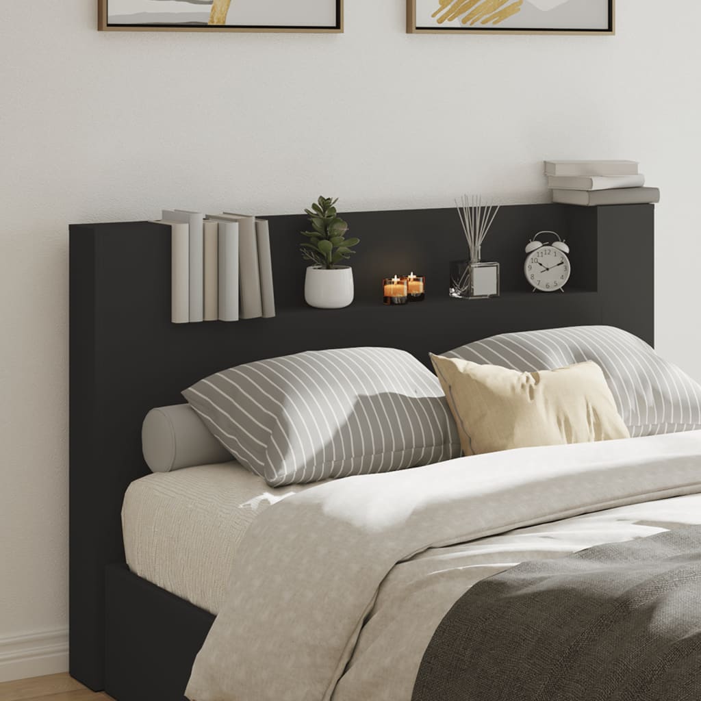 vidaXL Sänggavel med LED svart 160x16,5x103,5 cm
