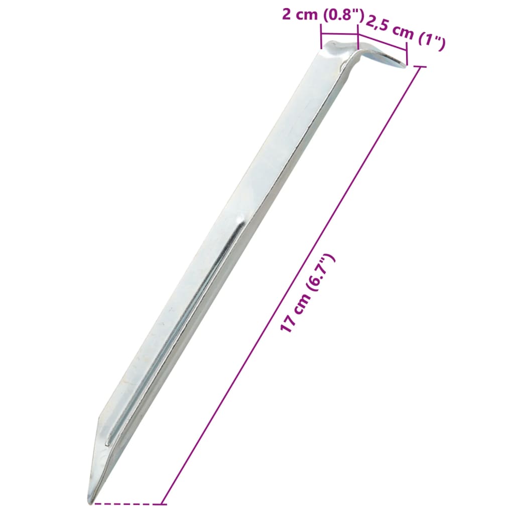vidaXL Tältpinnar 24 st 17 cm Ø20 mm galvaniserat stål