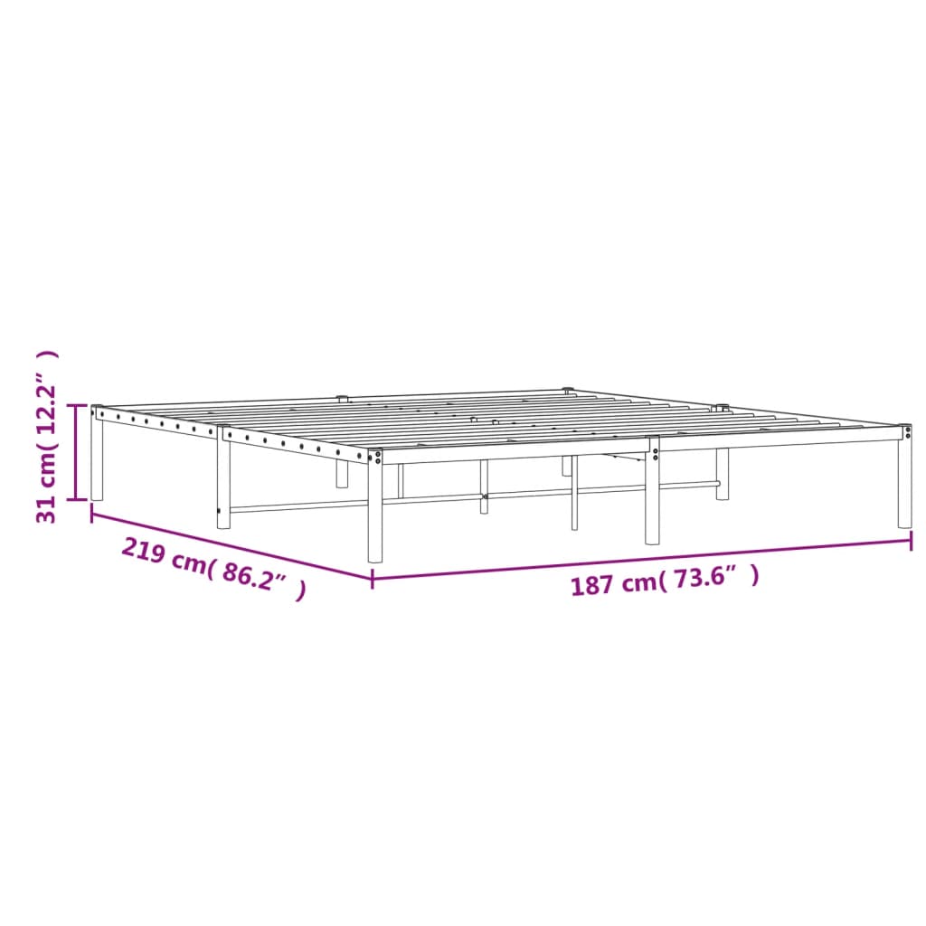 vidaXL Sängram metall svart 183x213 cm