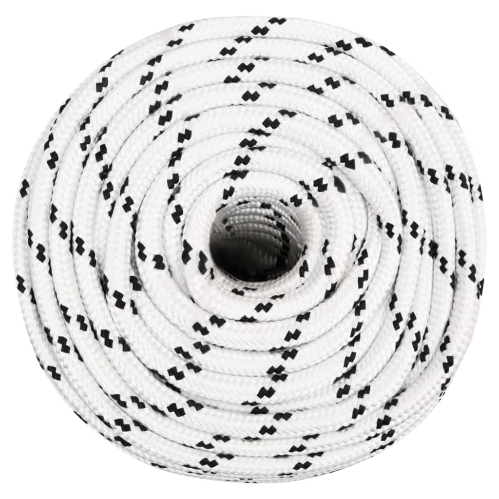 vidaXL Båtlina flätad vit 12 mm x 25 m polyester