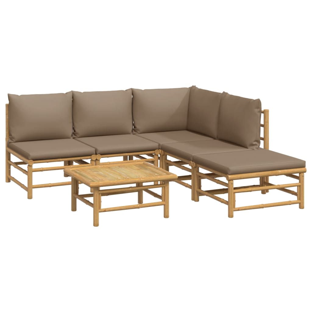 vidaXL Loungegrupp 6 delar taupe dynor bambu