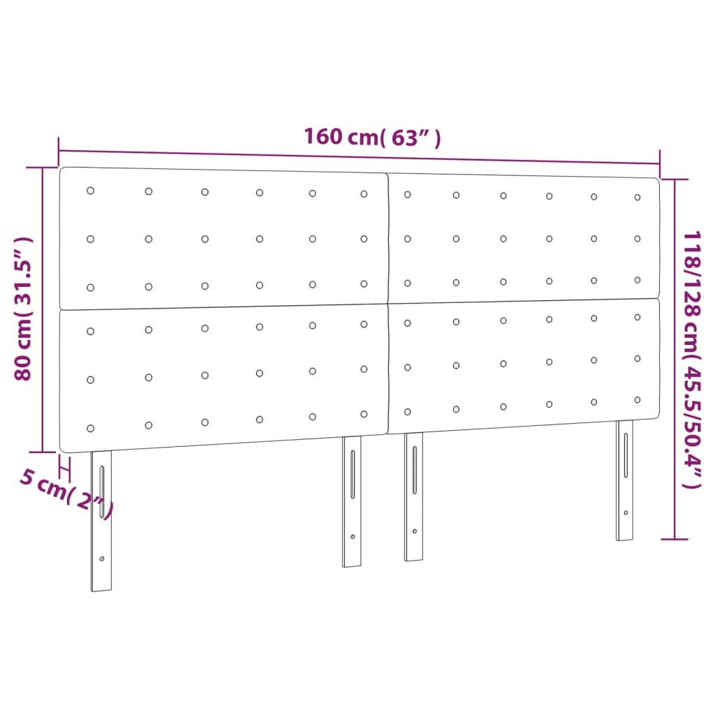 vidaXL Sänggavel LED svart 160x5x118/128 cm tyg