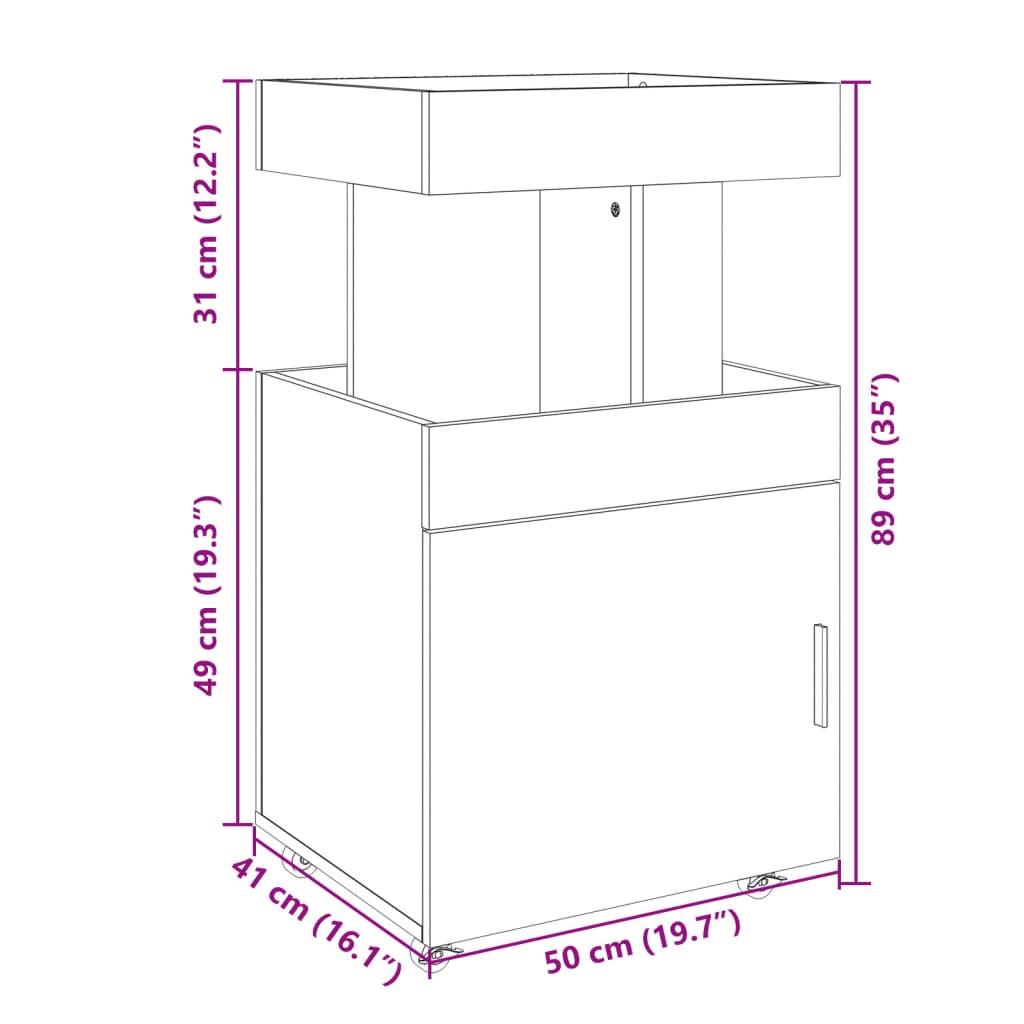 vidaXL Barvagn vit 50x41x89 cm konstruerat trä