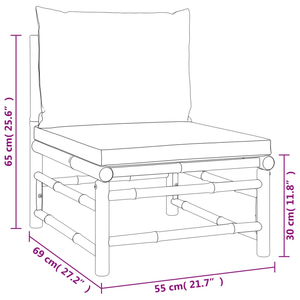 vidaXL Loungegrupp 4 delar taupe dynor bambu