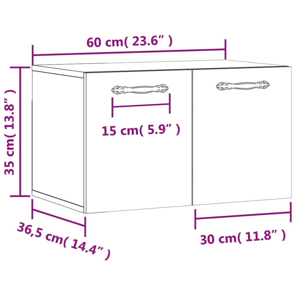 vidaXL Väggskåp sonoma-ek 60x36,5x35 cm konstruerat trä