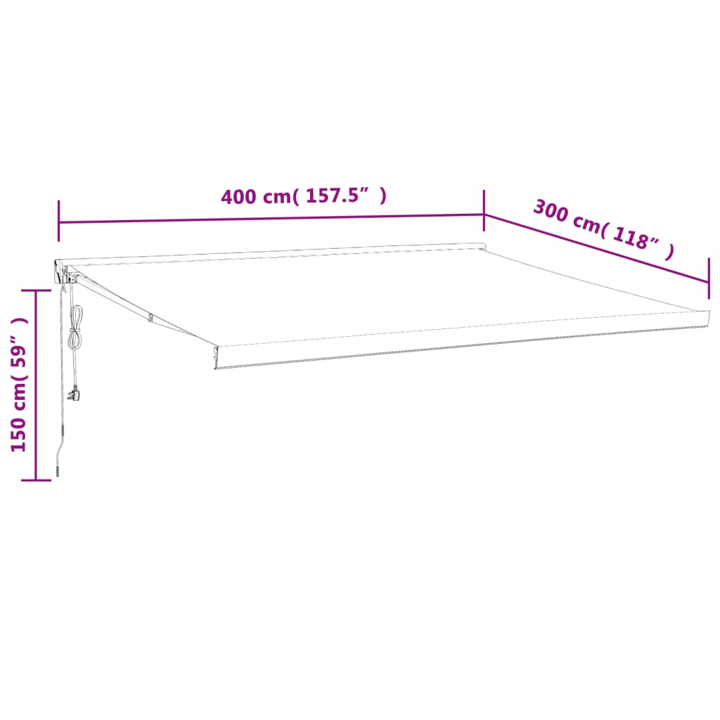 vidaXL Markis infällbar gul och vit 4x3 m tyg&aluminium