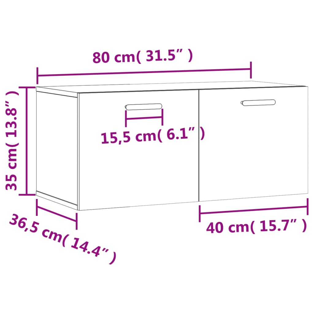 vidaXL Väggskåp vit 80x36,5x35 cm konstruerat trä