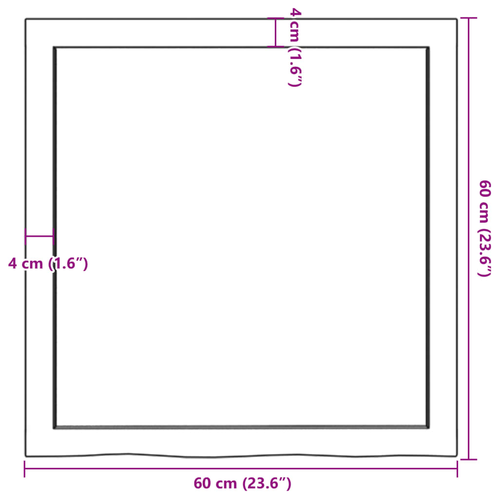 vidaXL Bordsskiva ljusbrun 60x60x(2-6) cm behandlad massiv ek