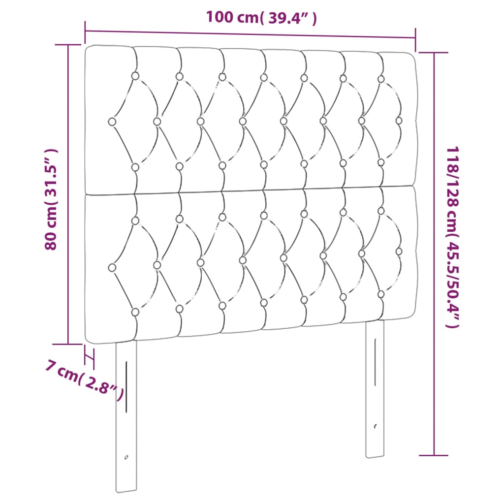 vidaXL Huvudgavlar 2 st ljusgrå 100x7x78/88 cm sammet