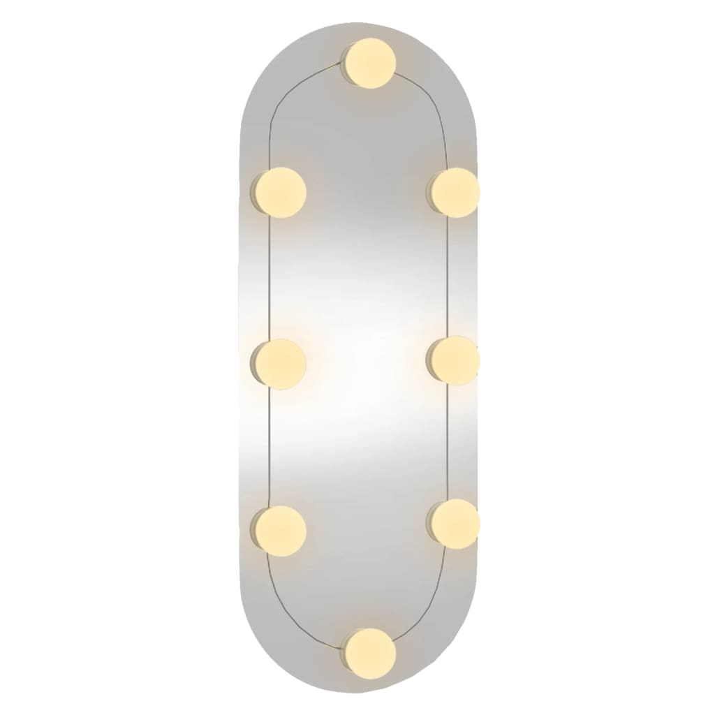 vidaXL Väggspegel med LED-belysning 20x50 cm glas oval