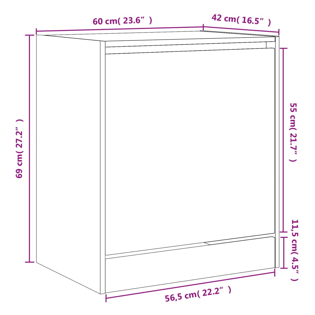 vidaXL Skohylla rökfärgad ek 60x42x69 cm konstruerat trä