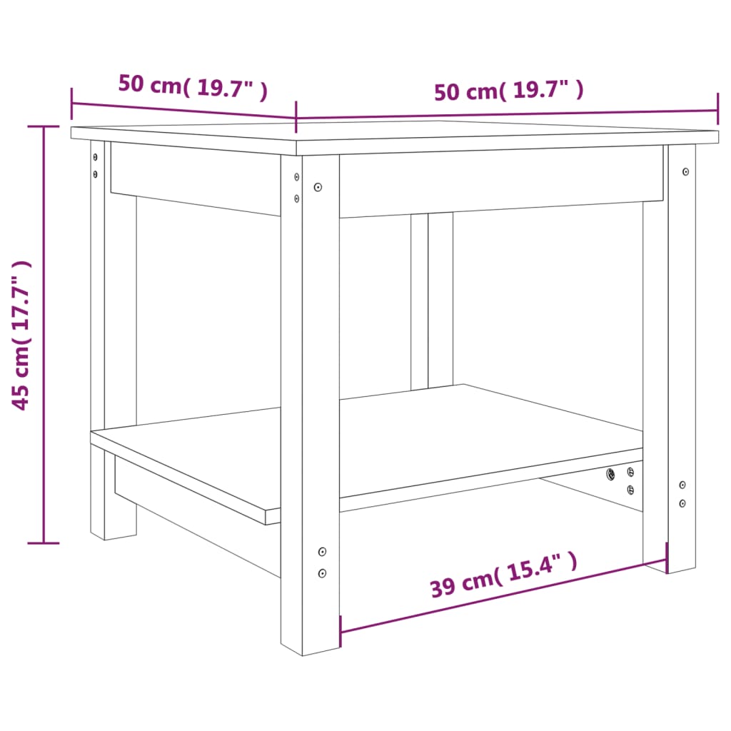 vidaXL Soffbord honungsbrun 50x50x45 cm massiv furu