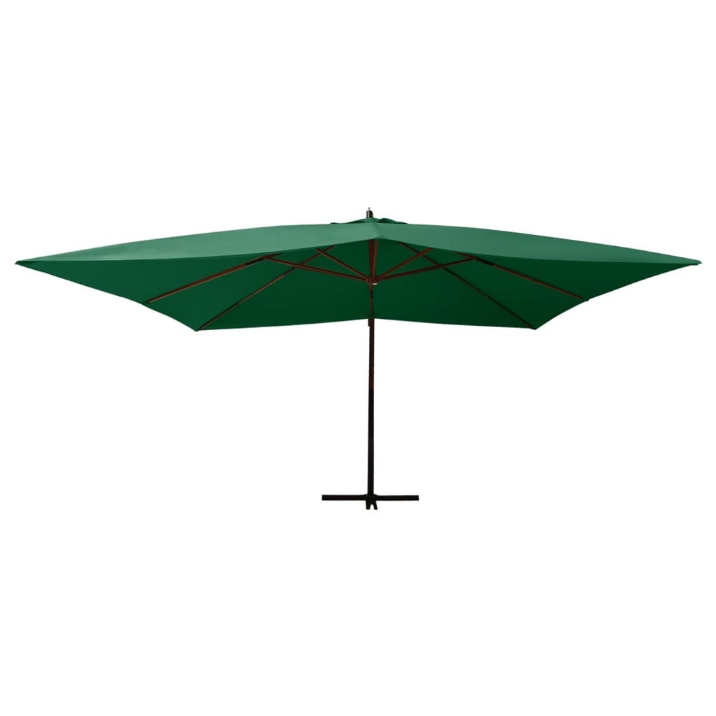 vidaXL Frihängande parasoll med trästång 400x300 cm grön