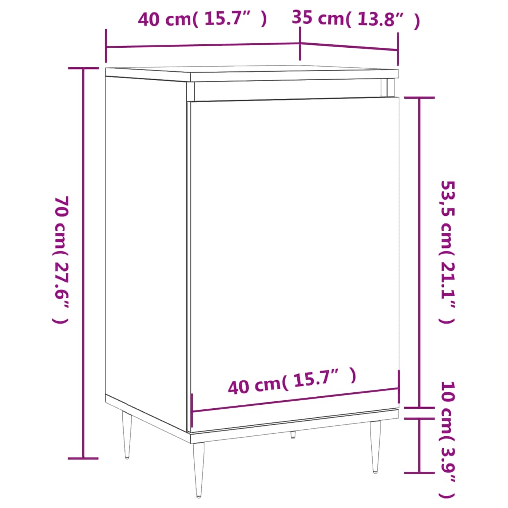 vidaXL Byråer 2 st svart 40x35x70 cm konstruerat trä