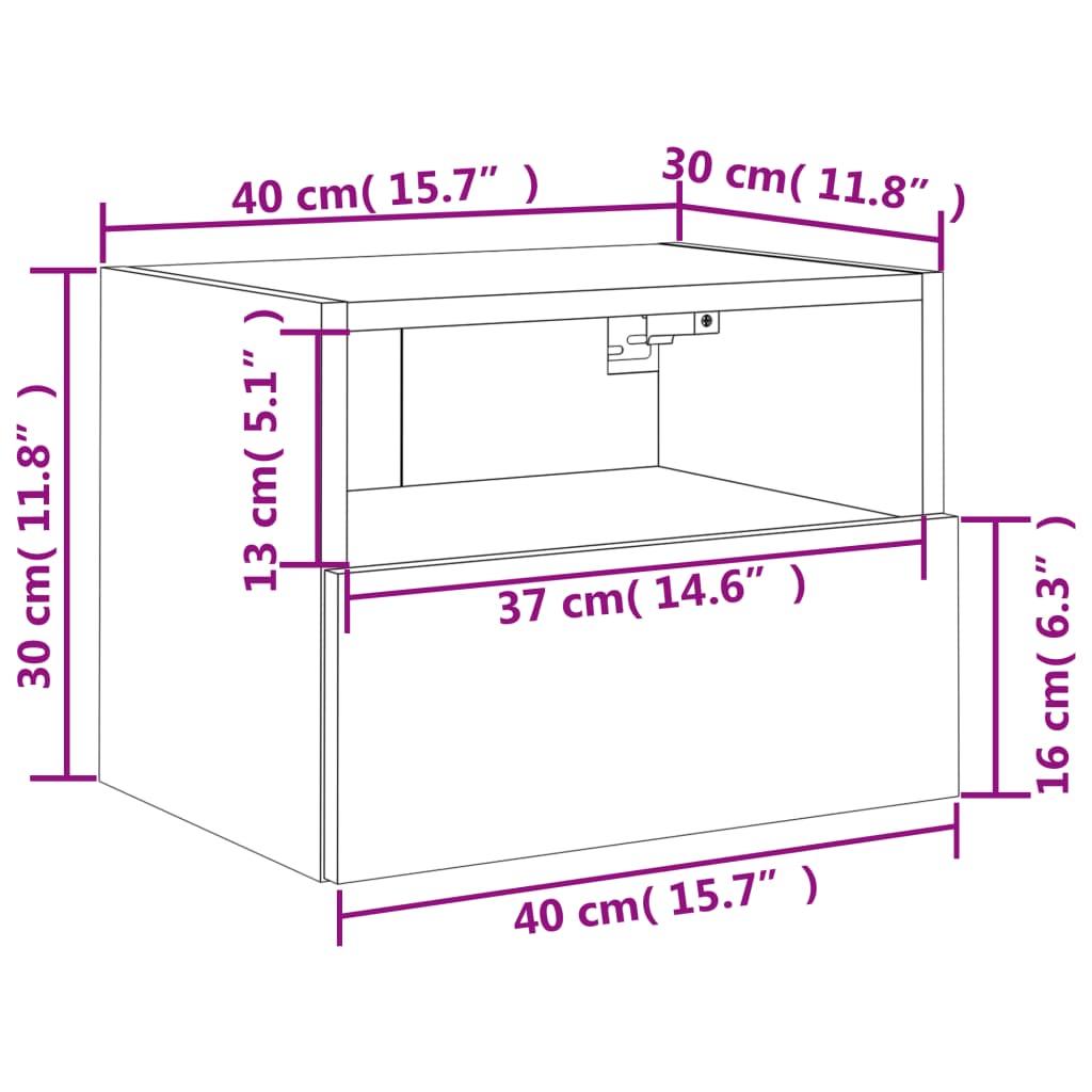 vidaXL Väggmonterad tv-skåp 2 st svart 40x30x30 cm konstruerat trä