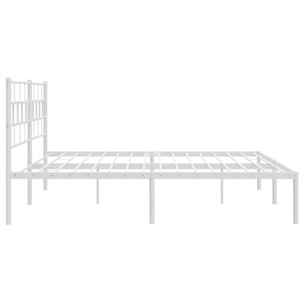 vidaXL Sängram med huvudgavel metall vit 200x200 cm