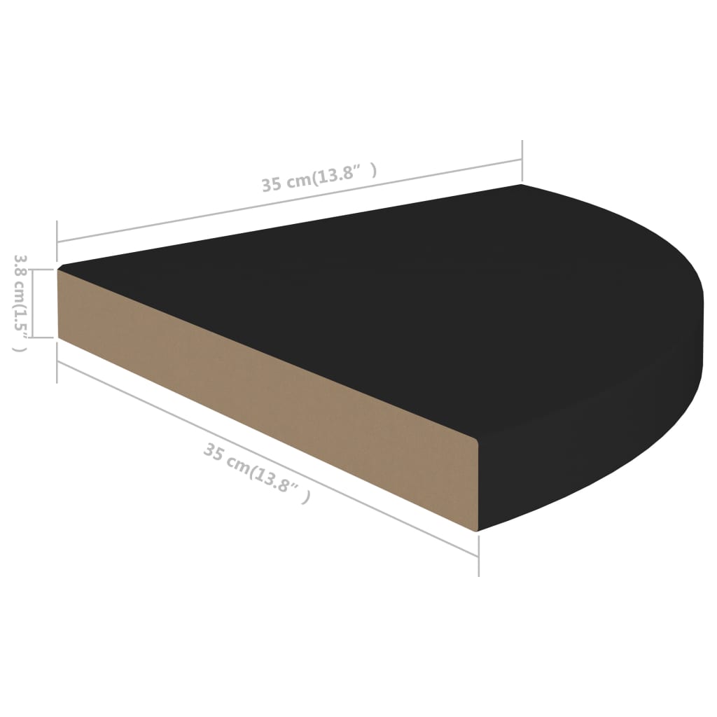 vidaXL Svävande hörnhyllor 4 st svart 35x35x3,8 cm MDF