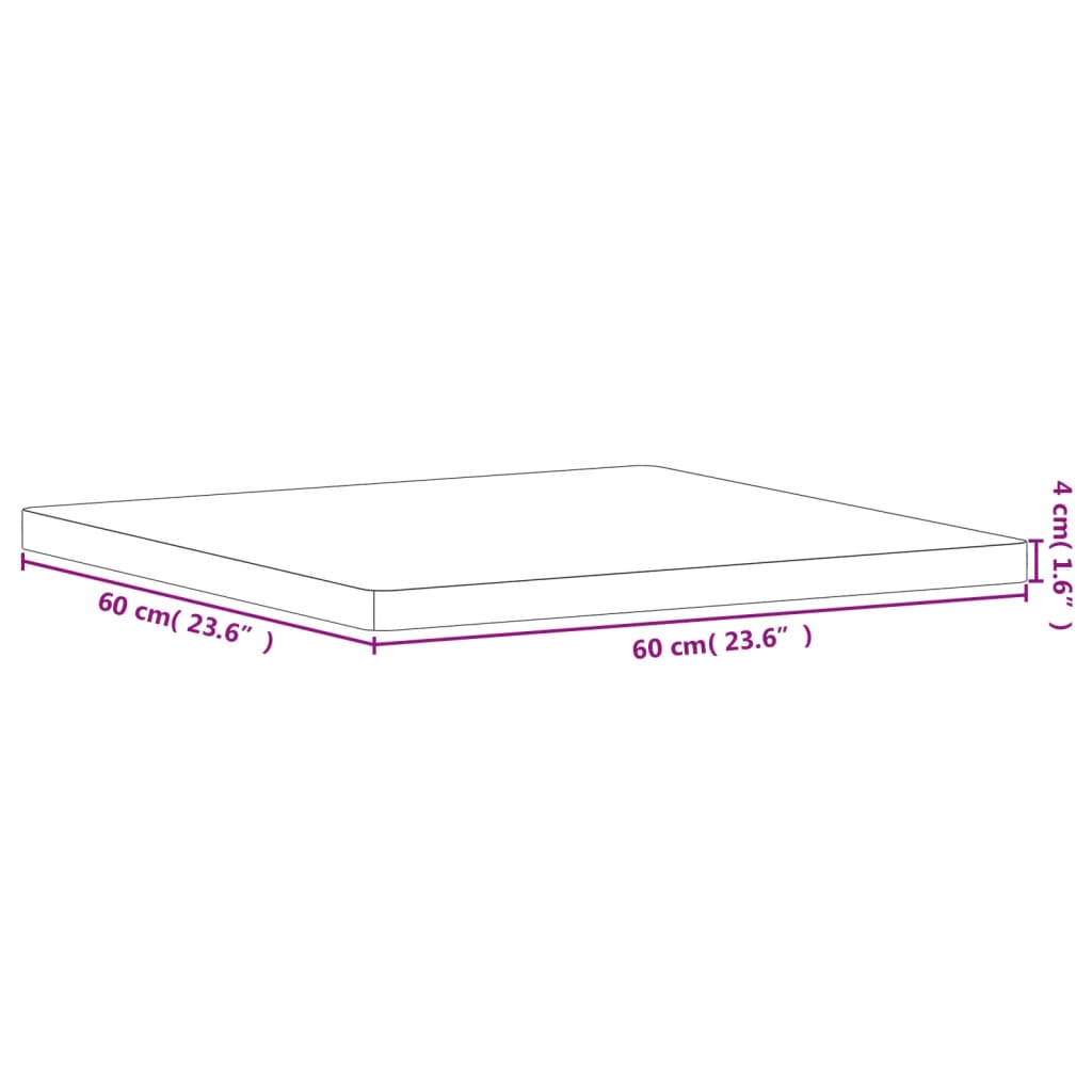 vidaXL Bordsskiva 60x60x4 cm fyrkantig massivt bokträ