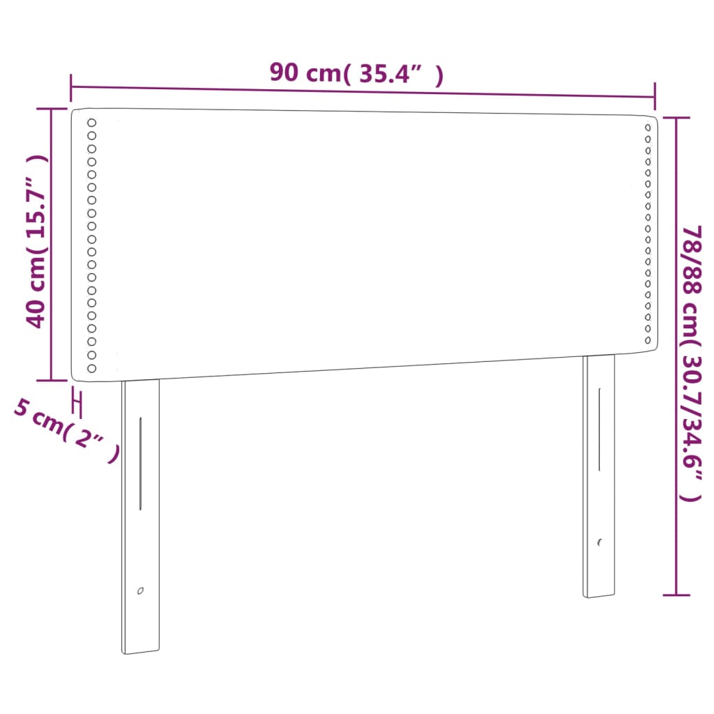 vidaXL Sänggavel LED grå 90x5x78/88 cm konstläder