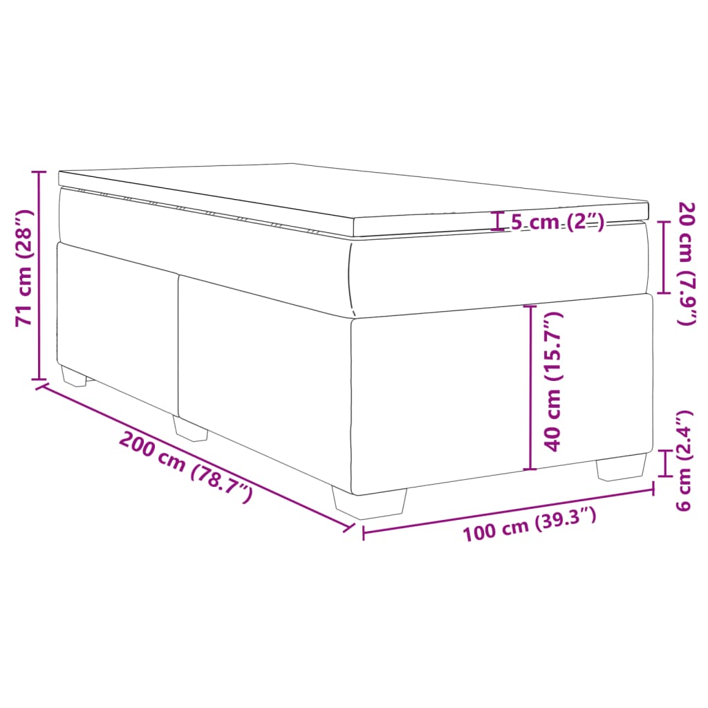 vidaXL Ramsäng med madrass mörkgrå 100x200 cm sammet