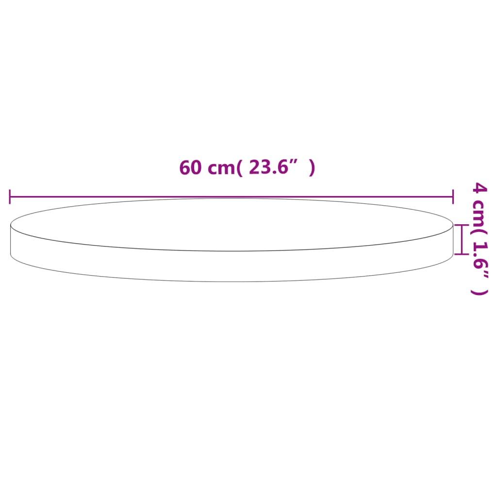 vidaXL Bordsskiva Ø60x4 cm rund massivt bokträ