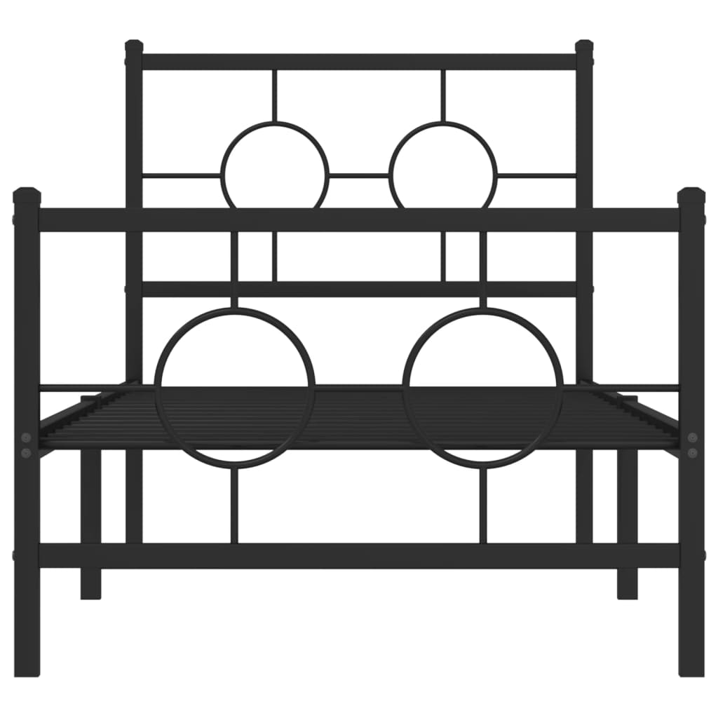 vidaXL Sängram med huvudgavel och fotgavel svart metall 75x190 cm