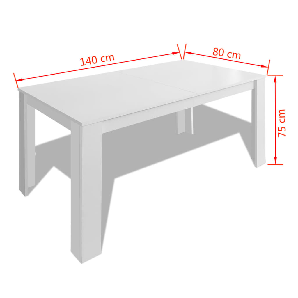 vidaXL Matbord 140x80x75 cm vit