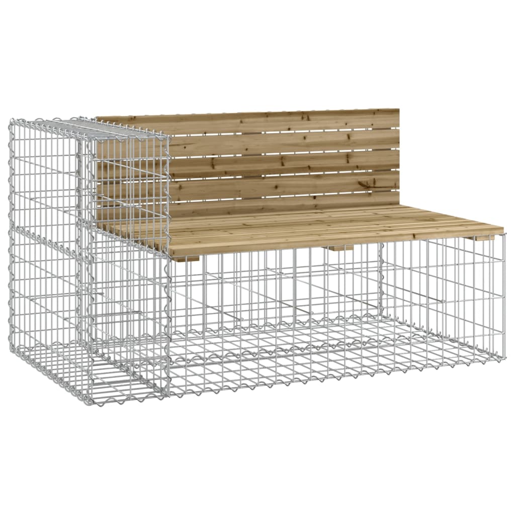 vidaXL Trädgårdsbänk gabion-design 122x71x65,5 cm impregnerad furu