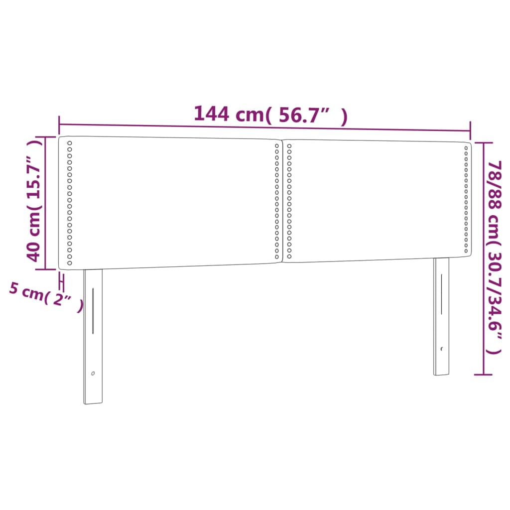 vidaXL Sänggavel LED grå 144x5x78/88 cm konstläder