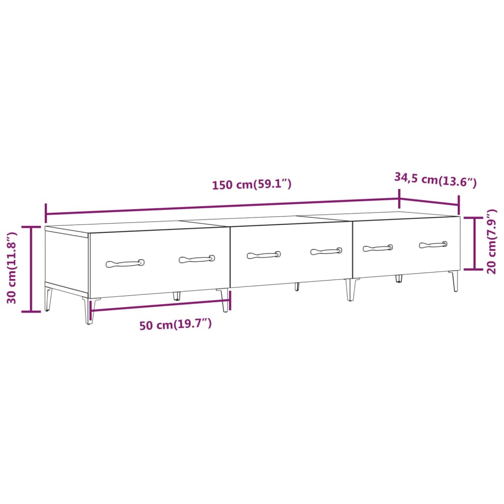 vidaXL Tv-bänk svart 150x34,5x30 cm konstruerat trä